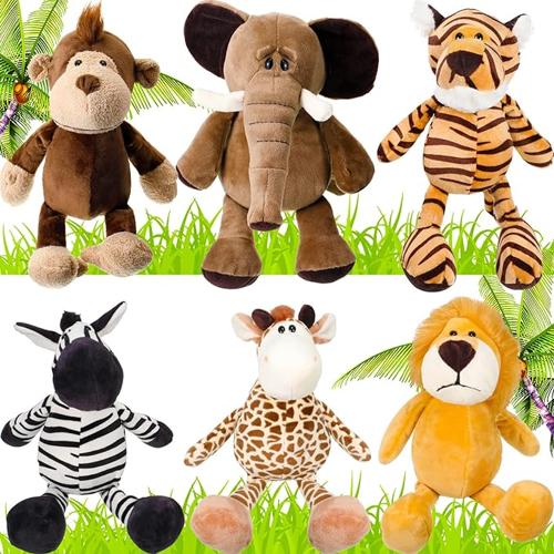 6件套可爱Safari动物毛绒玩具，适合儿童节礼物